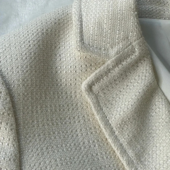 BANANA REPUBLIC Wool Blend Blazer Jacket Two Button Ivory Career Professional, 6 - Picture 15 of 16